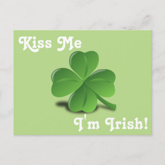 Carte Postale "Kiss Me, I'm Irish" Saint Patrick, Shamrock