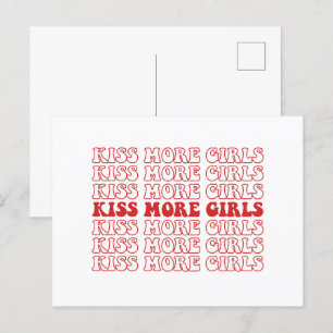 Carte Postale Kiss More Girls Lesbian Bisexual LGBTQ Pride Mois