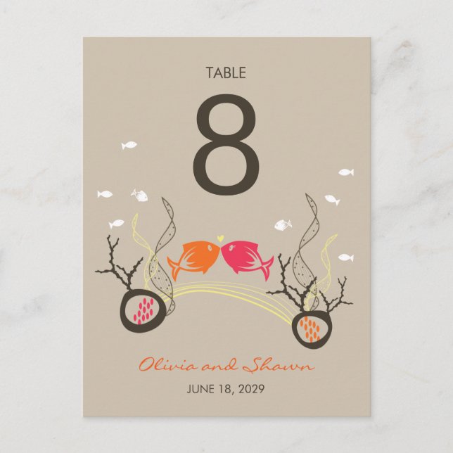 Carte Postale Kisser Poissons Corals Plage Whimsical mignon Mari (Devant)