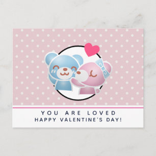 Carte Postale KIssing Bears sur la Saint-Valentin Pois
