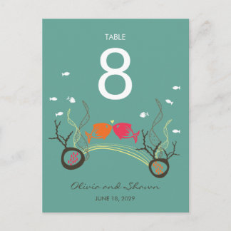 Carte Postale Kissing Fishes & Corals Beach Wedding Numéro de ta