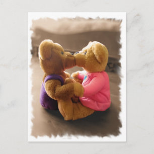 Carte Postale Kissing Teddies Postcard