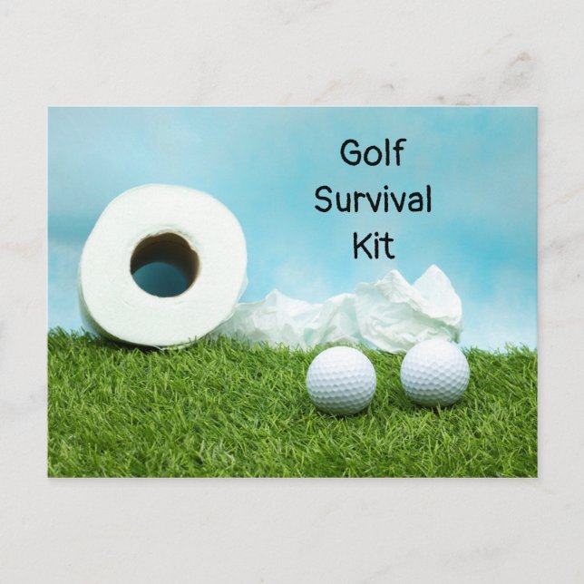 Carte Postale Kit de survie golf boule de golf papier toilette (Devant)