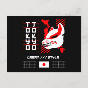 Carte Postale Kitsune Fox Tokyo City