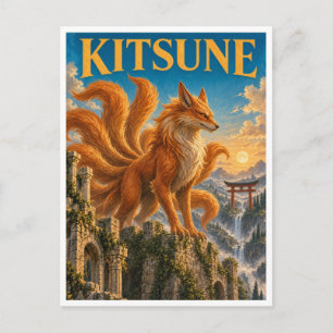 Carte Postale Kitsune, Monstre de Fantasy Gothique