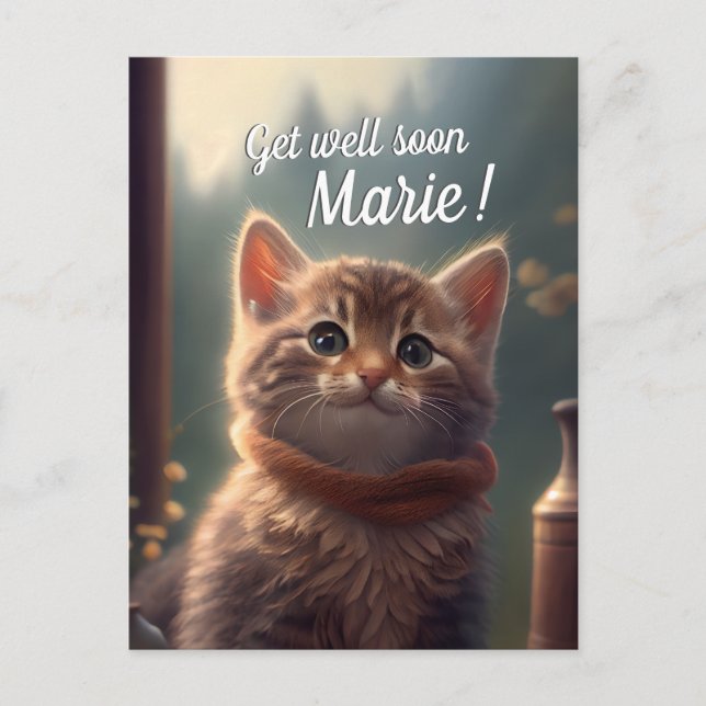 Carte Postale Kitten au scarf avec Kit de rétablissement, person (Devant)