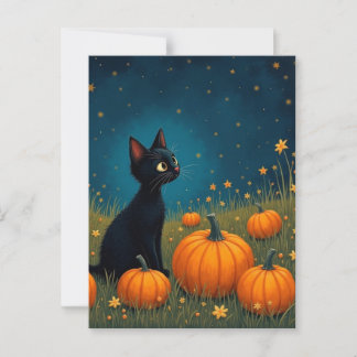 Carte Postale Kitten avec Citrouille