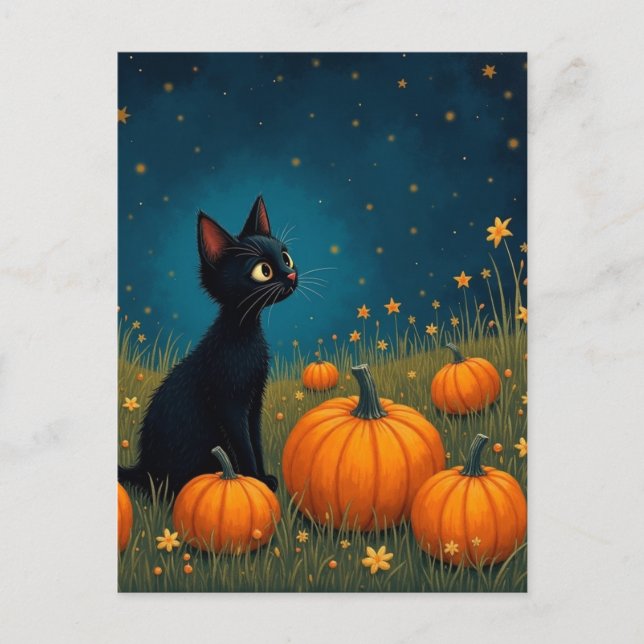Carte Postale Kitten avec Citrouille (Devant)