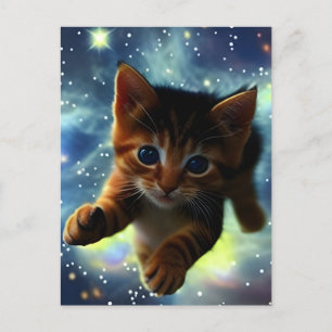 Carte Postale Kitten Courant Dans L'Espace