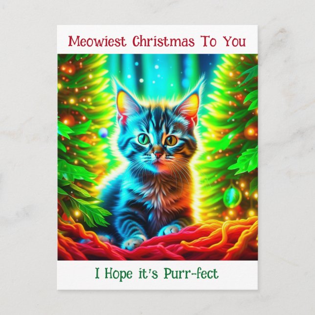 Carte Postale Kitten de Noël personnalisé et Bonne année (Devant)
