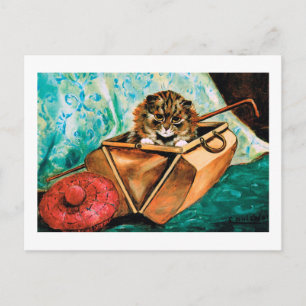 Carte Postale Kitten en sac en cuir, Louis Wain