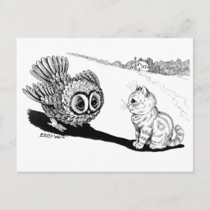Carte Postale Kitten et Owl, Louis Wain