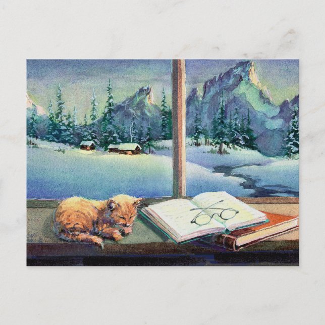 Carte Postale KITTEN on the SILL by SHARON SHARPE (Devant)