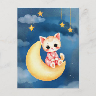 Carte Postale Kitten Sitting on the Moon