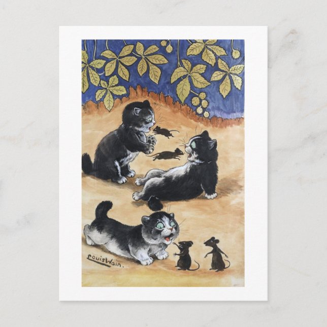 Carte Postale Kittens et Rats, Louis Wain (Devant)