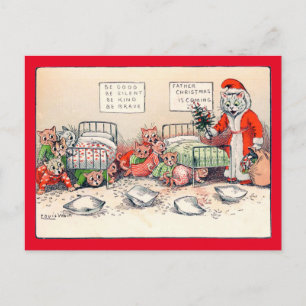 Carte Postale Kittens et Santa Cat, Louis Wain