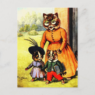 Carte Postale Kittens Off à l'école Louis Wain