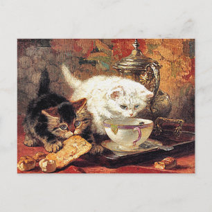 Carte Postale Kittens -Thé pour deux - Peinture de chats