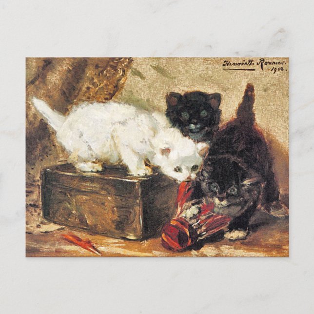 Carte Postale Kittens -Thé pour deux - Peinture de chats (Devant)