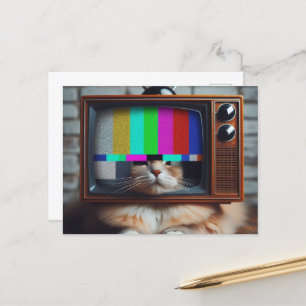 Carte Postale Kitty avec une face TV vintage