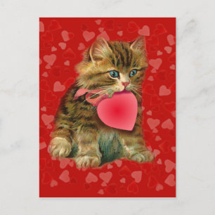 Carte Postale KITTY, & COEURS par SHARON SHARPE