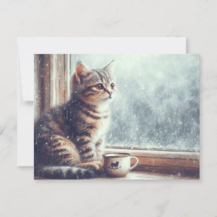 Carte Postale Kitty dans la fenêtre