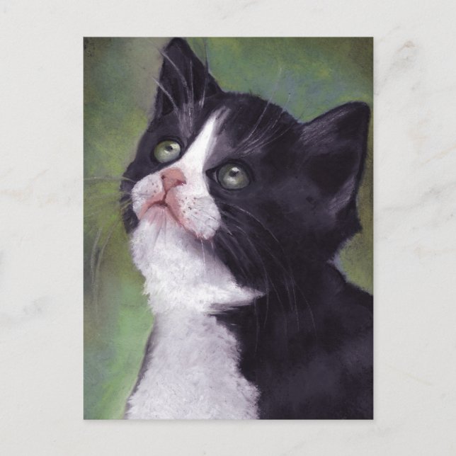 Carte Postale Kitty En Regard : Chat à l'huile Pastel (Devant)