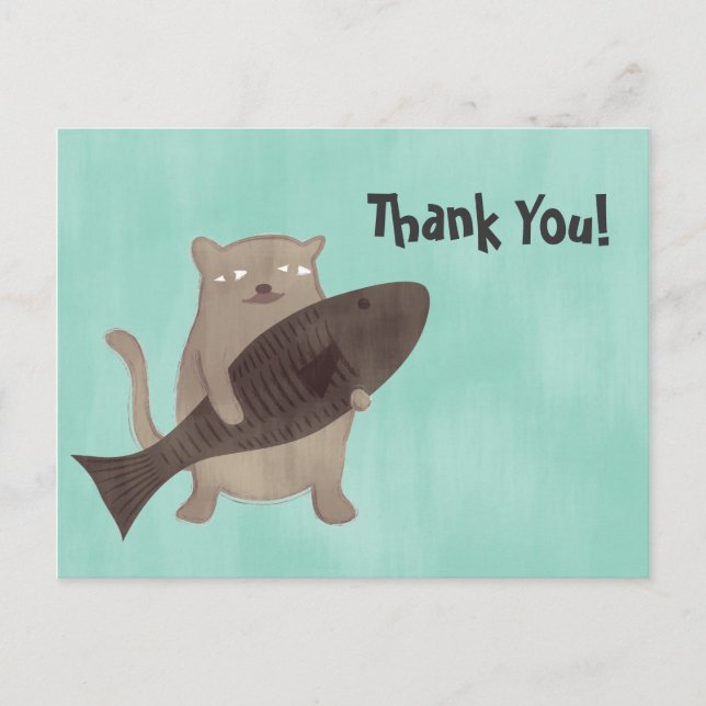 Carte Postale Kitty et son poisson (Devant)