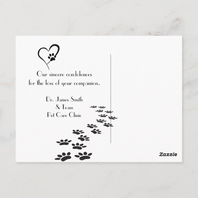 Carte Postale Kitty Pet Perdre la Sympathie de Vet (Dos)