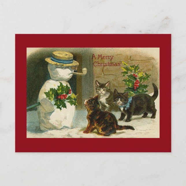 Carte Postale Kitty Trio et Snowman (Devant)
