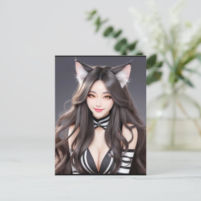 CARTE POSTALE KITTY WAIFU 04 (Debout devant)