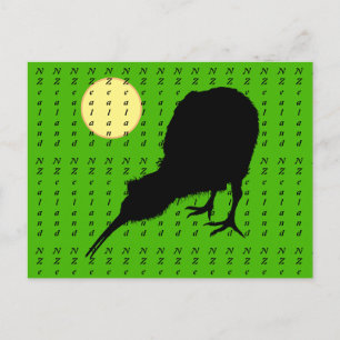 Carte Postale Kiwi Bird, Moon & New Zealand text /Bro Travel