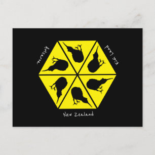 Carte Postale Kiwi Bird & New Zealand/ Aotearoa Islands (pizza)