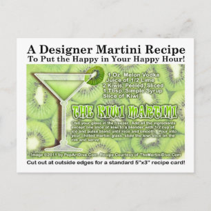 Carte postale Kiwi Martini Recette