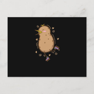 Carte Postale Kiwi Vogel fahrt Rollschuh Patinages en ligne