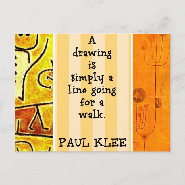 Carte Postale Klee - Citation et Peintures (Devant)
