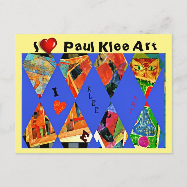 Carte Postale Klee - I Love Paul Klee Art (Devant)