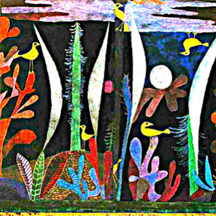 Carte Postale Klee - Paysage aux oiseaux jaunes