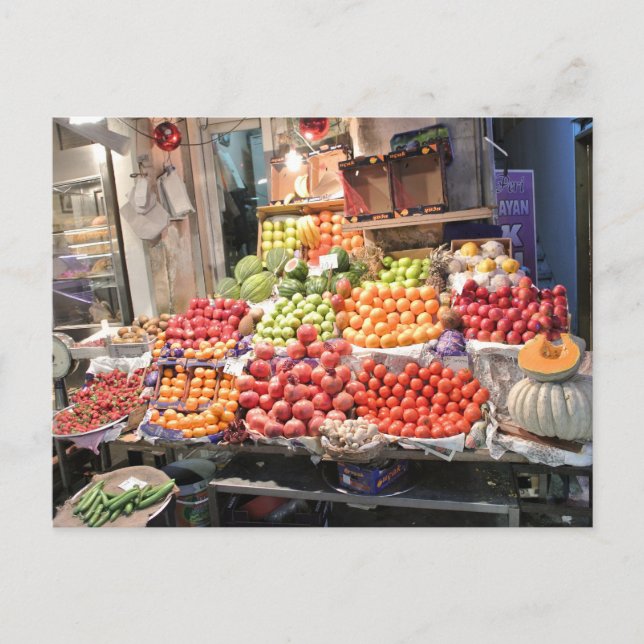 Carte Postale kleurrijke fruitkraam (Devant)