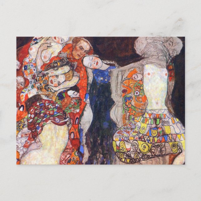 Carte Postale Klimt Adorn la mariée avec voile et couronne (Devant)