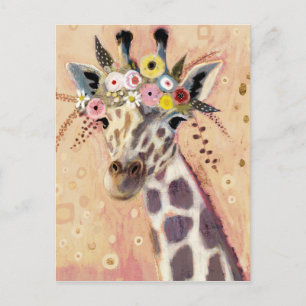 Carte Postale Klimt Giraffe   Orné De Fleurs