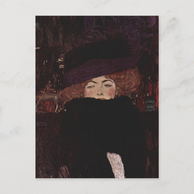 Carte Postale Klimt, Gustav Dame mit Hut und Federboa 1909 Techn (Devant)