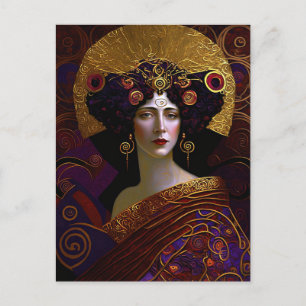 Carte postale Klimt inspirée de la reine déesse