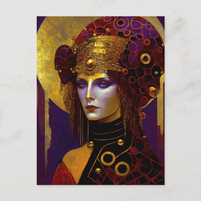 Carte postale Klimt inspirée de la reine déesse (Devant)