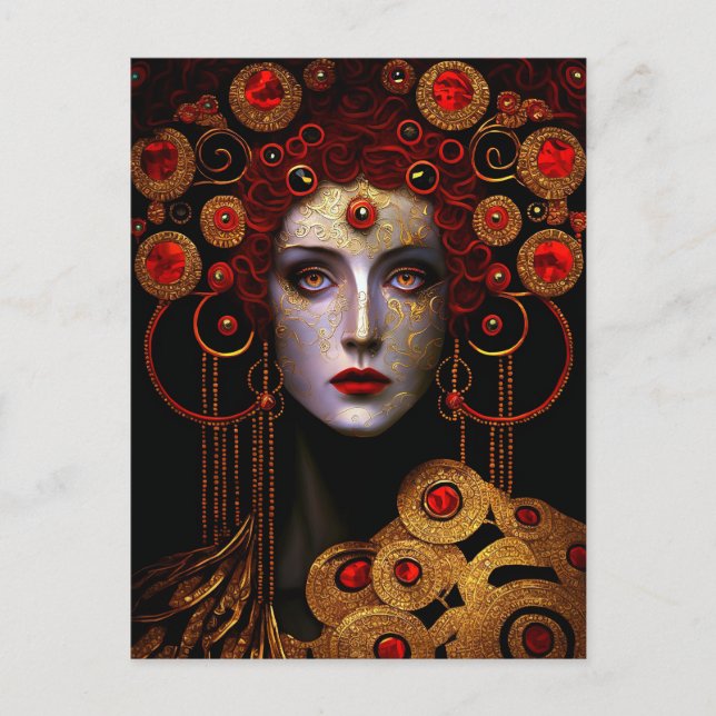 Carte Postale Klimt Inspirée Déesse Reine (Devant)