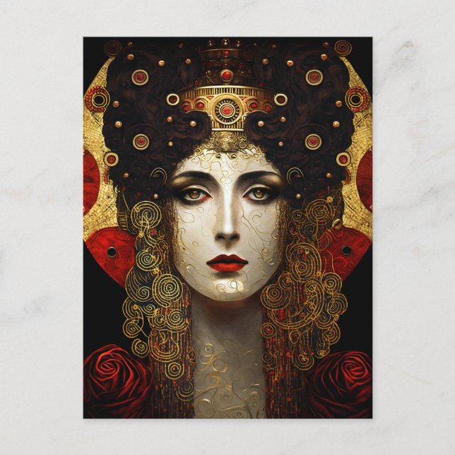 Carte Postale Klimt Inspirée Déesse Reine (Devant)