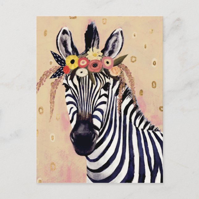 Carte Postale Klimt Zebra | Orné De Fleurs (Devant)