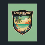 Carte Postale Ko Samui Island Thaïlande Insigne d'art de voyage<br><div class="desc">Ko Samui Island design vectoriel art. Ko Samui,  deuxième île de Thaïlande,  se trouve dans le golfe de Thaïlande au large de la côte est de l'isthme de Kra.</div>