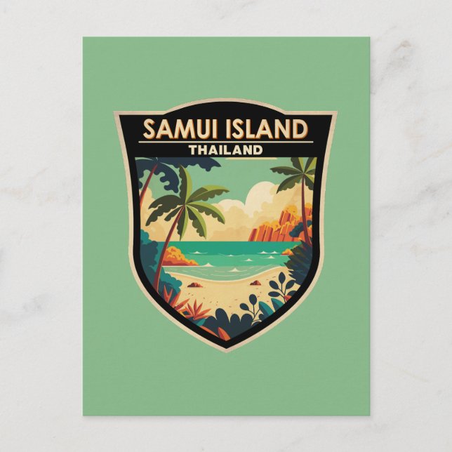 Carte Postale Ko Samui Island Thaïlande Insigne d'art de voyage (Devant)