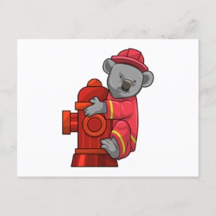 Carte Postale Koala as Firefighter with Fire hydrant